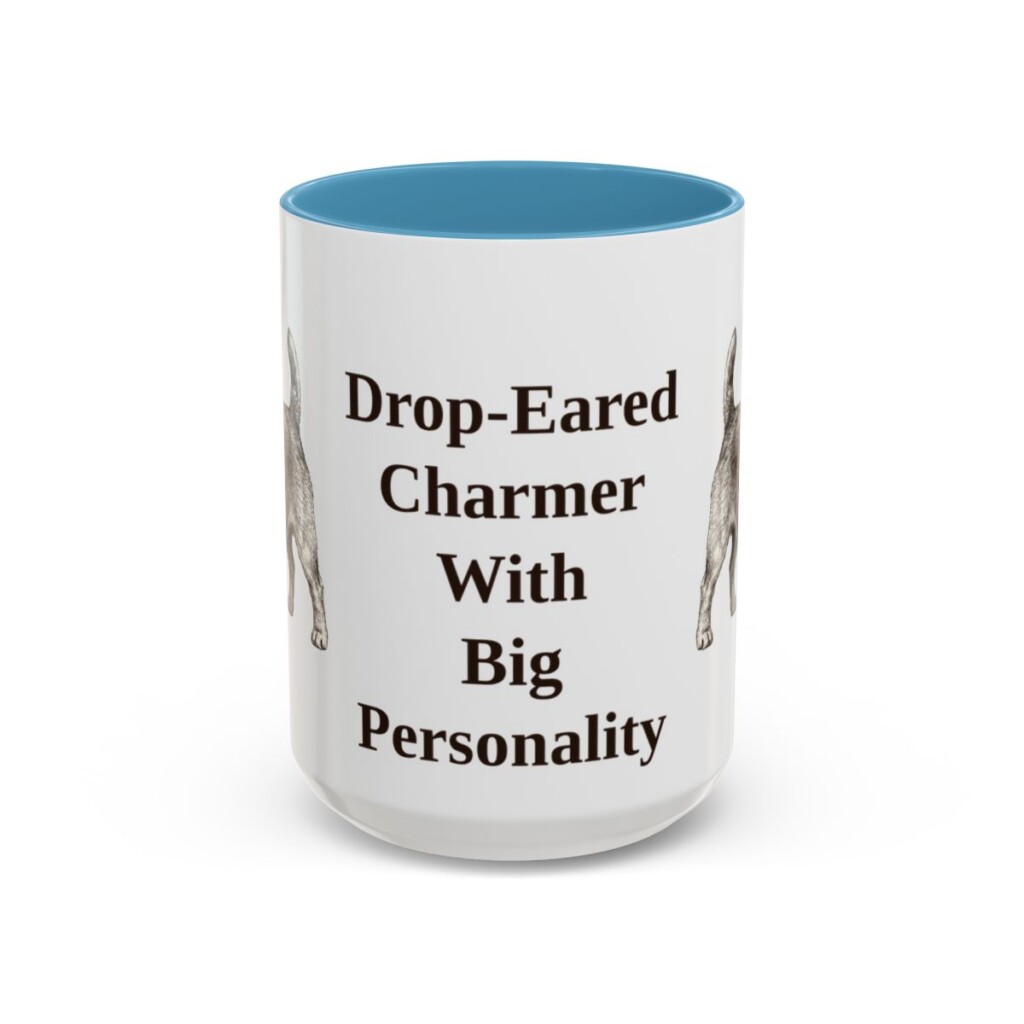 15oz Funny Norfolk Terrier Mug, Light Blue, front view
