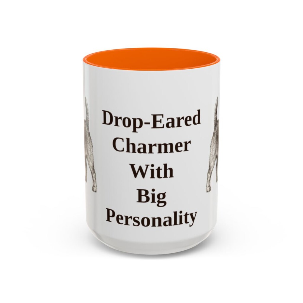 15oz Funny Norfolk Terrier Mug, Orange, front view