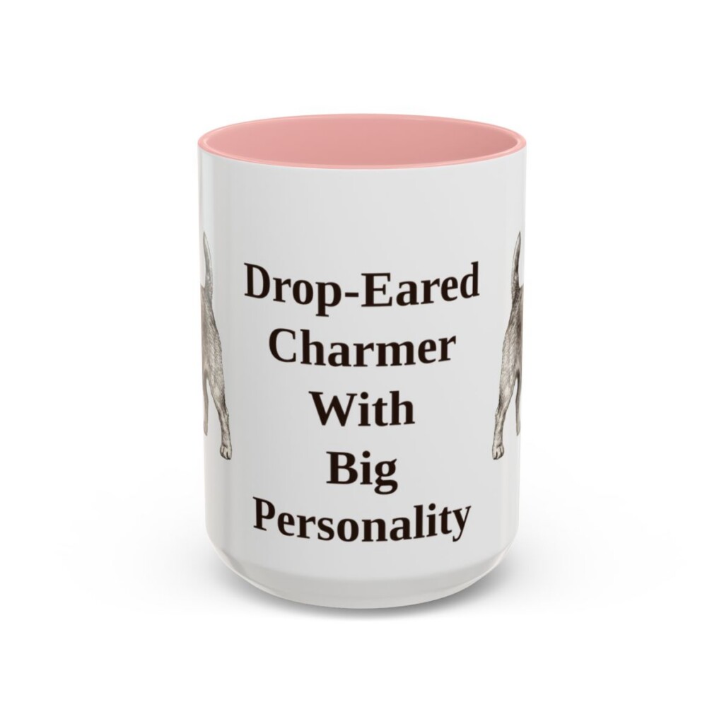 15oz Funny Norfolk Terrier Mug, Pink, front view