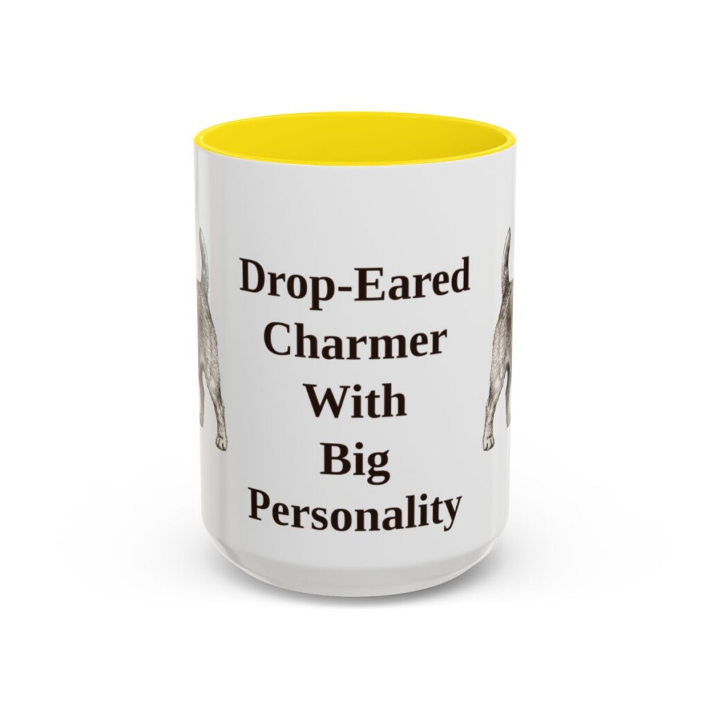 15oz Funny Norfolk Terrier Mug, Yellow, front view