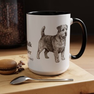 15oz Norfolk Terrier Latin Mug, Black, lifestyle photo