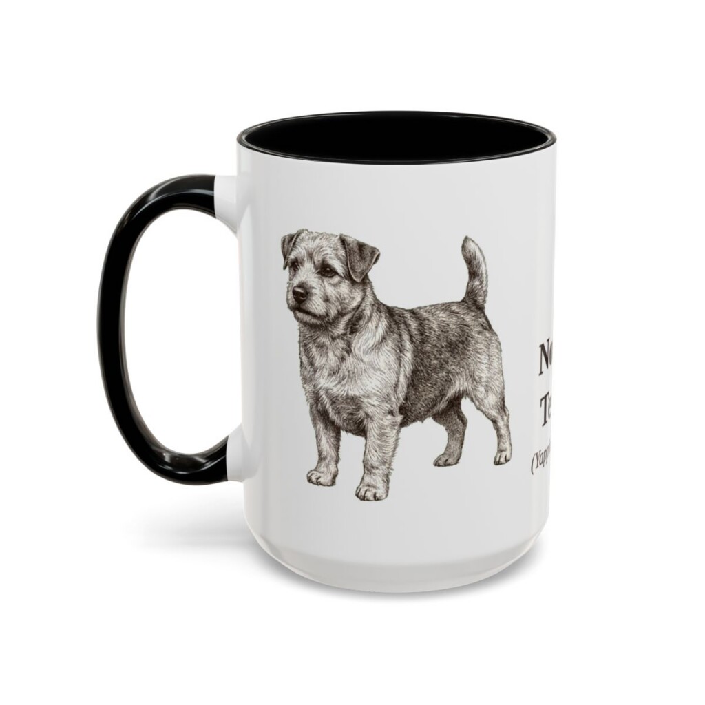 15oz Norfolk Terrier Latin Mug, Black, left side view