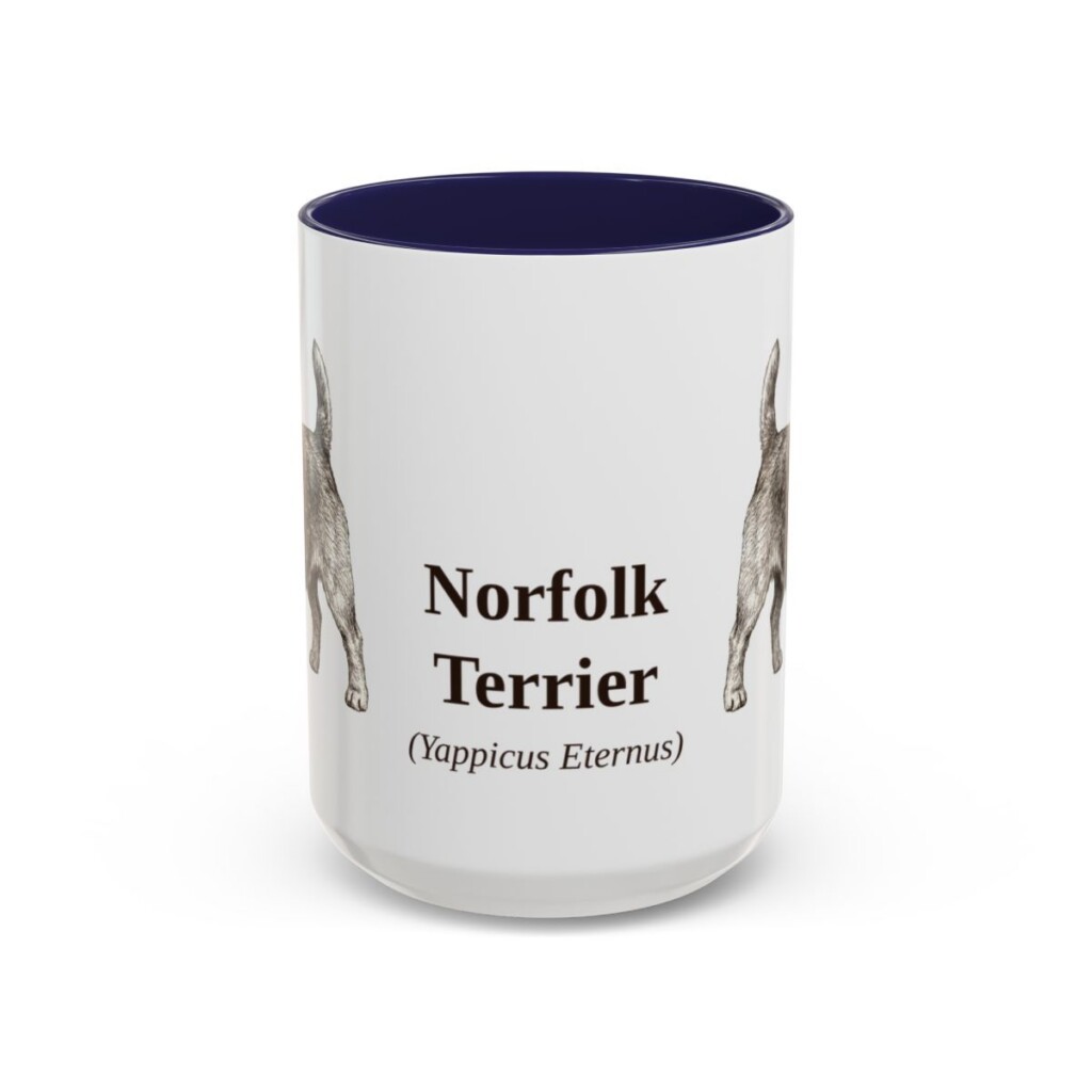 15oz Norfolk Terrier Latin Mug, Navy, front view