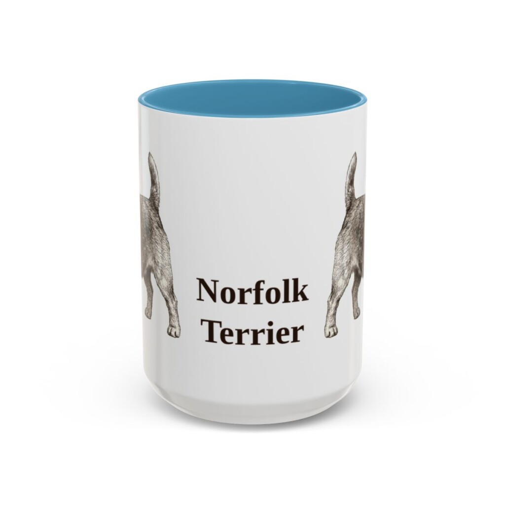 15oz Norfolk Terrier Mug, Light Blue, front view