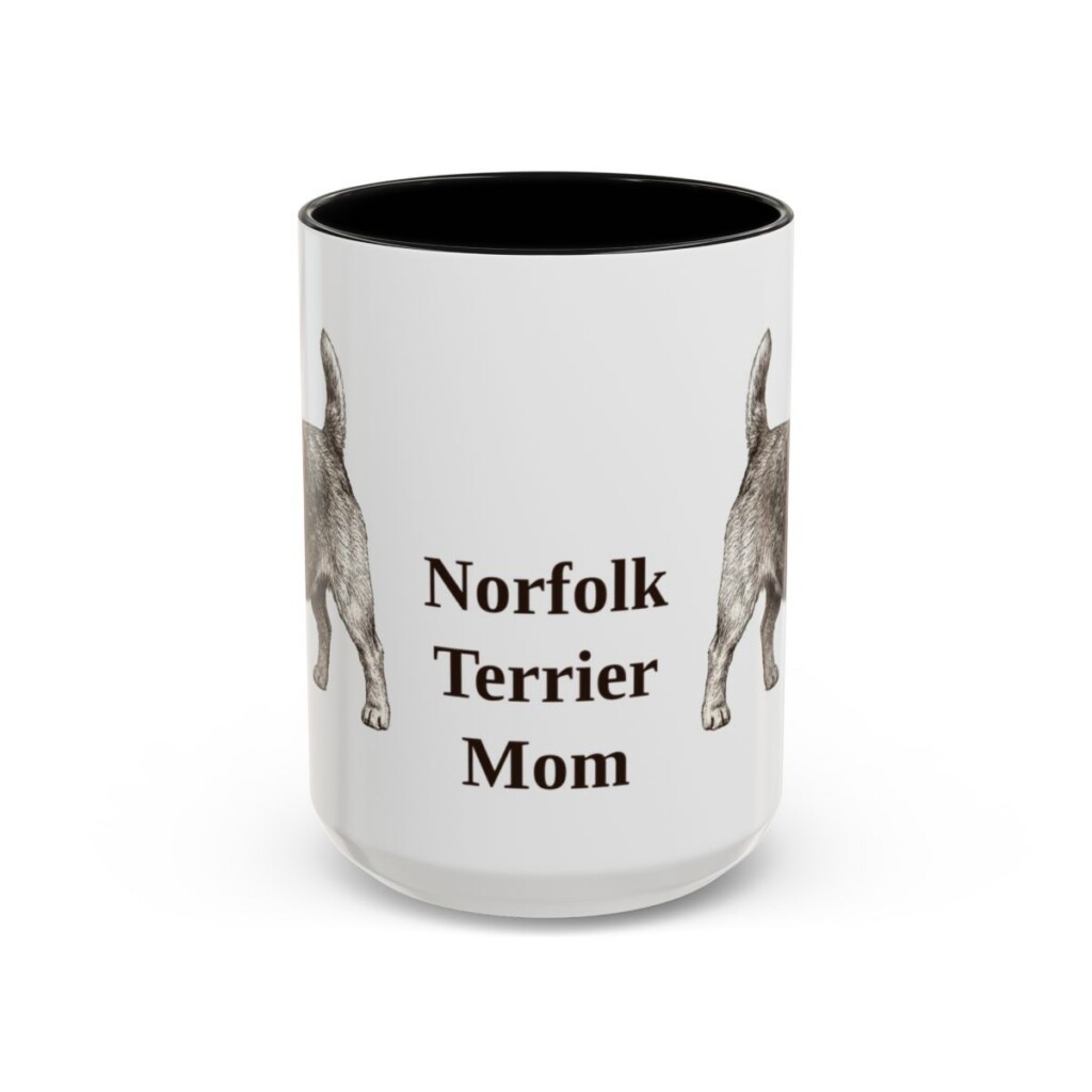 15oz Norfolk Terrier Dog Mom Mug, Black, front view