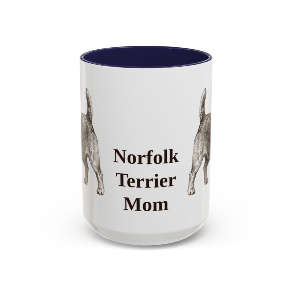 15oz Norfolk Terrier Dog Mom Mug, Navy, front view