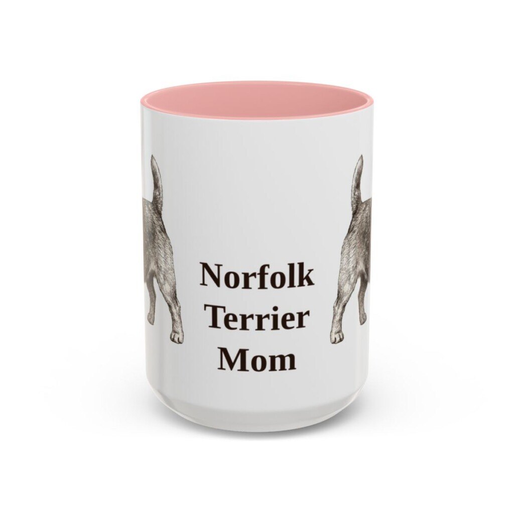 15oz Norfolk Terrier Dog Mom Mug, Pink, front view