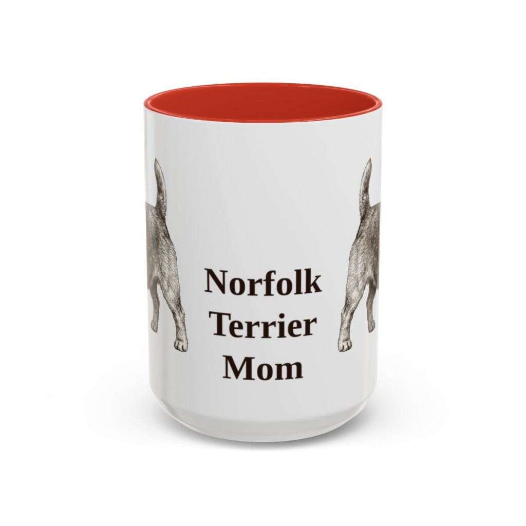 15oz Norfolk Terrier Dog Mom Mug, Red, front view