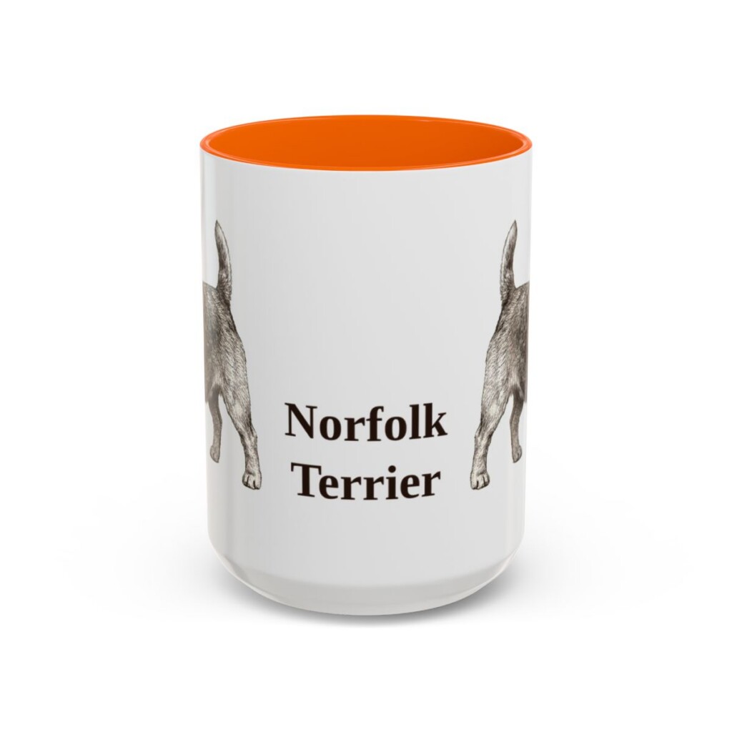 15oz Norfolk Terrier Mug, Orange, front view