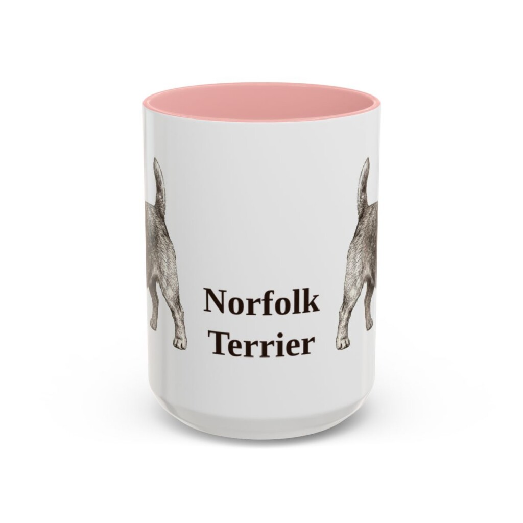 15oz Norfolk Terrier Mug, Pink, front view