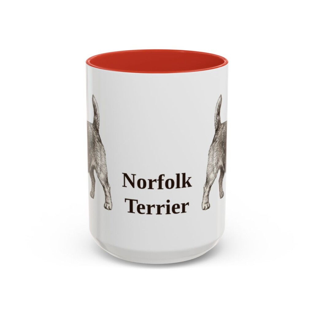 15oz Norfolk Terrier Mug, Red, front view