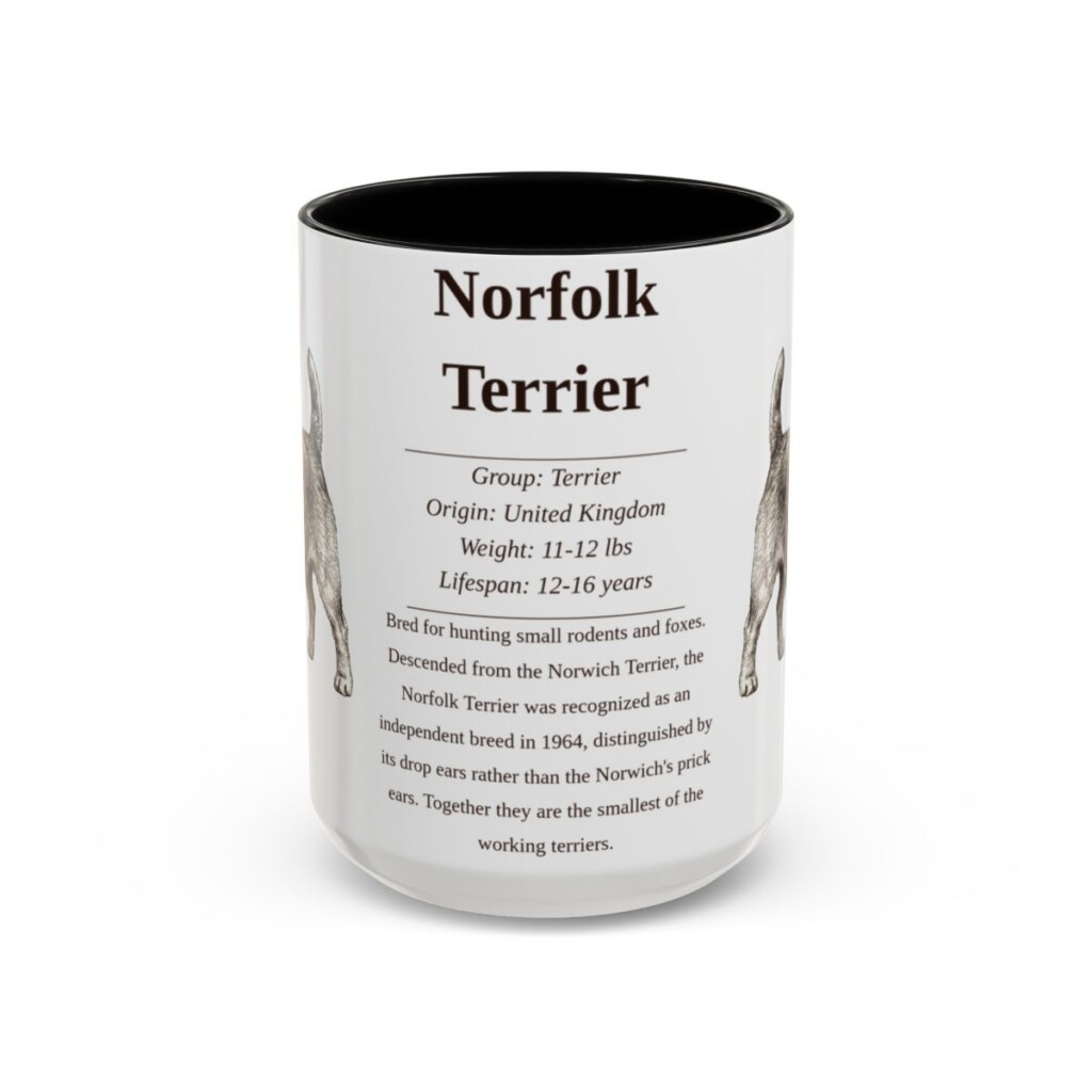 15oz Norfolk Terrier Mug, Black, front view