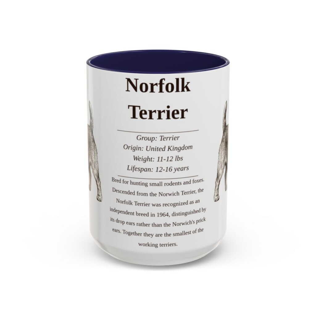 15oz Norfolk Terrier Mug, Navy, front view
