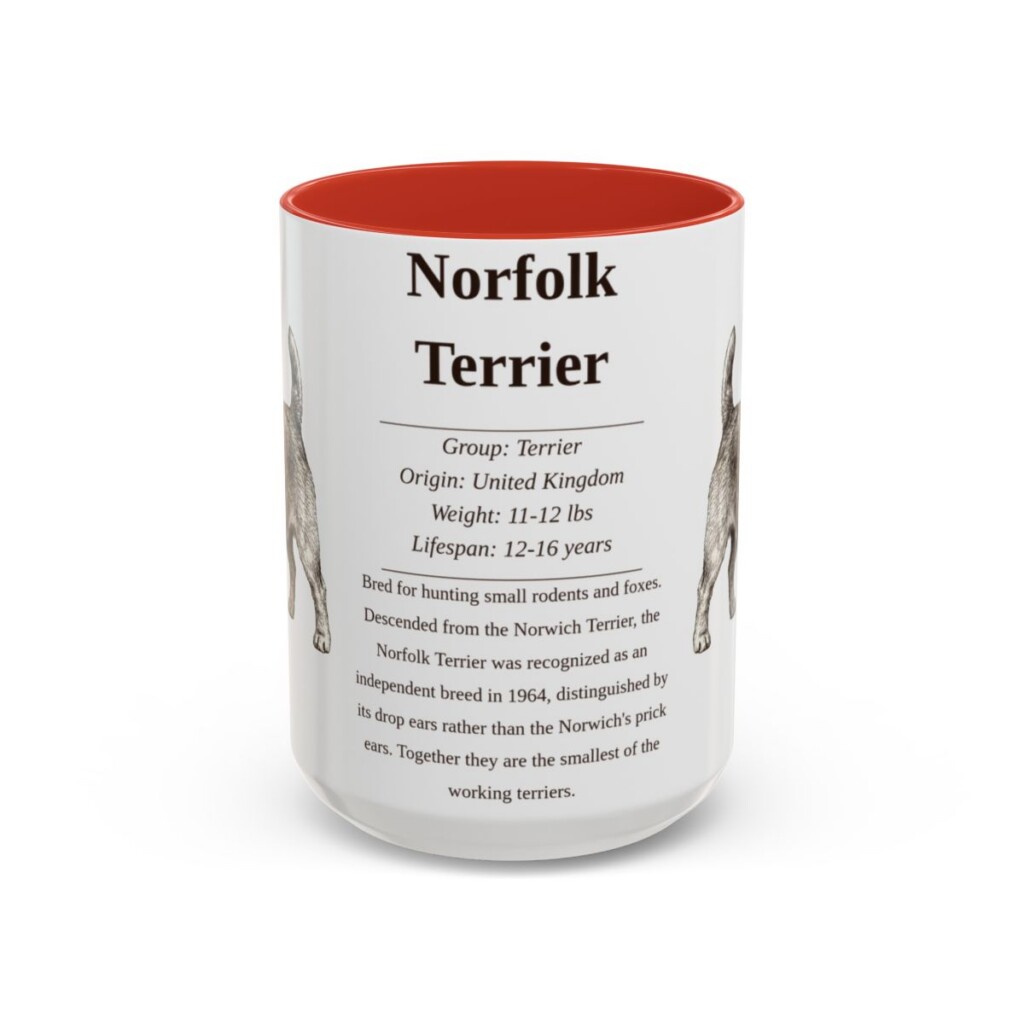 15oz Norfolk Terrier Mug, Red, front view