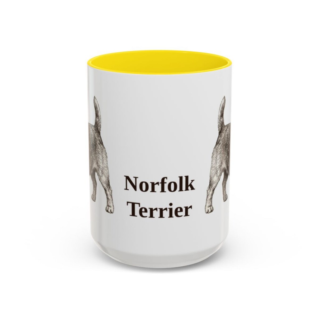 15oz Norfolk Terrier Mug, Yellow, front view