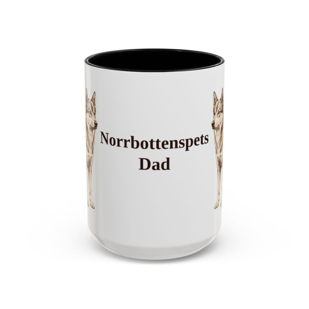 15oz-norrbottenspets-mug-dad-black-front 15oz Norrbottenspets Dog Dad Mug, Black, front view