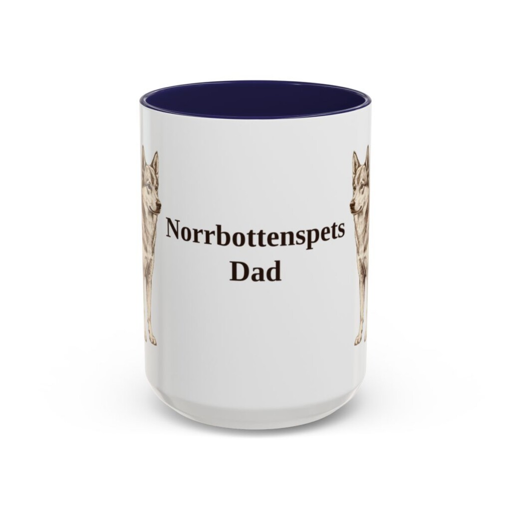 15oz-norrbottenspets-mug-dad-navy 15oz Norrbottenspets Dog Dad Mug, Navy, front view