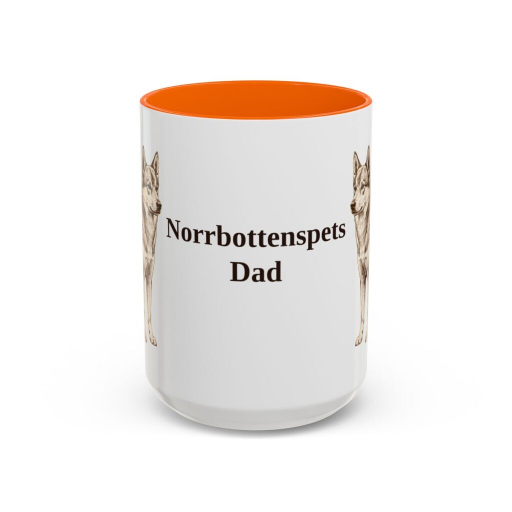 15oz-norrbottenspets-mug-dad-orange 15oz Norrbottenspets Dog Dad Mug, Orange, front view