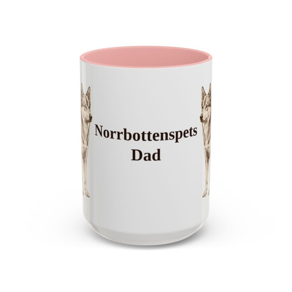 15oz-norrbottenspets-mug-dad-pink 15oz Norrbottenspets Dog Dad Mug, Pink, front view