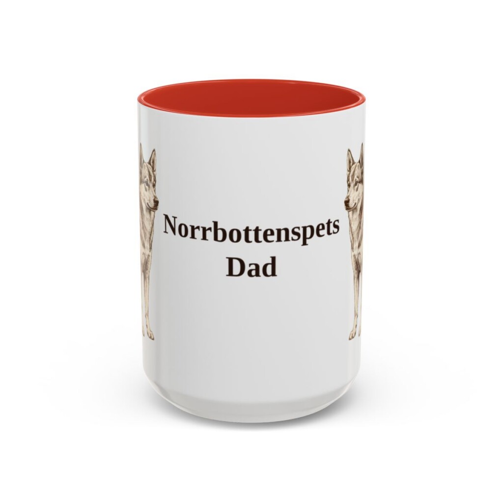 15oz-norrbottenspets-mug-dad-red 15oz Norrbottenspets Dog Dad Mug, Red, front view