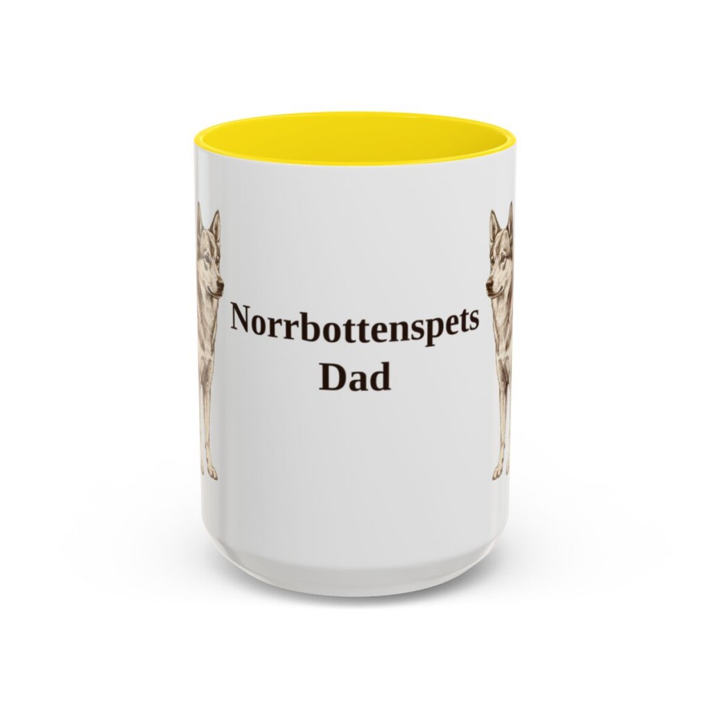 15oz-norrbottenspets-mug-dad-yellow 15oz Norrbottenspets Dog Dad Mug, Yellow, front view