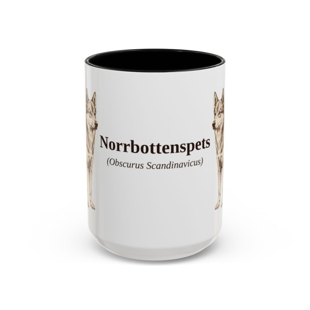 15oz Norrbottenspets Latin Mug, Black, front view