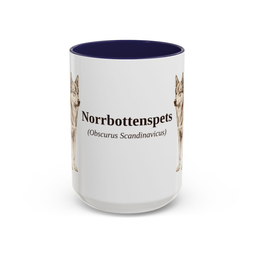 15oz Norrbottenspets Latin Mug, Navy, front view