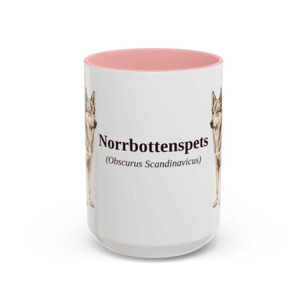 15oz Norrbottenspets Latin Mug, Pink, front view
