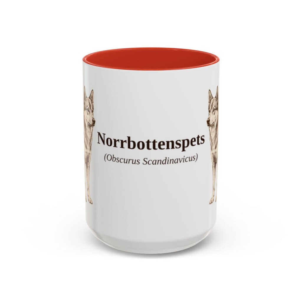 15oz Norrbottenspets Latin Mug, Red, front view