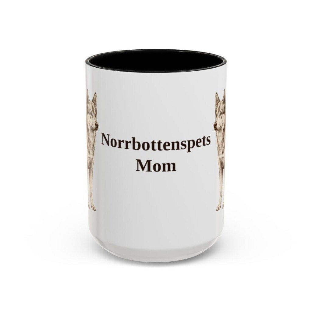 15oz Norrbottenspets Dog Mom Mug, Black, front view