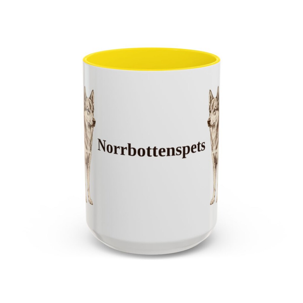 15oz Norrbottenspets Mug, Yellow, front view