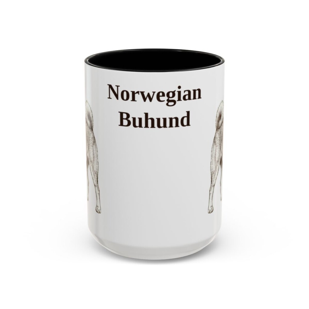 15oz Norwegian Buhund Mug, Black, front view