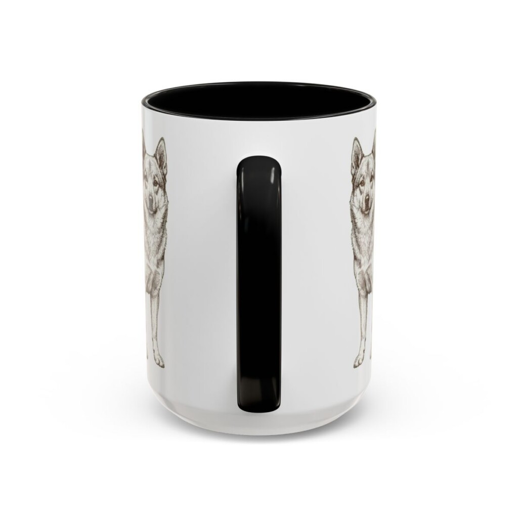 15oz Norwegian Buhund Dog Dad Mug, Black, back view