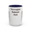15oz Norwegian Buhund Dog Dad Mug, Navy, front view