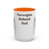 15oz Norwegian Buhund Dog Dad Mug, Orange, front view