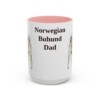 15oz Norwegian Buhund Dog Dad Mug, Pink, front view