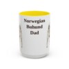 15oz Norwegian Buhund Dog Dad Mug, Yellow, front view