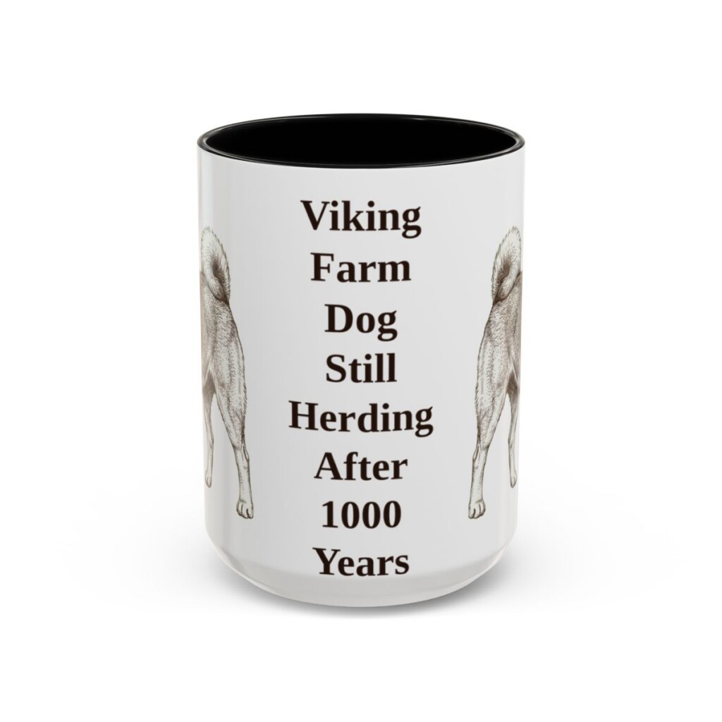 15oz Funny Norwegian Buhund Mug, Black, front view