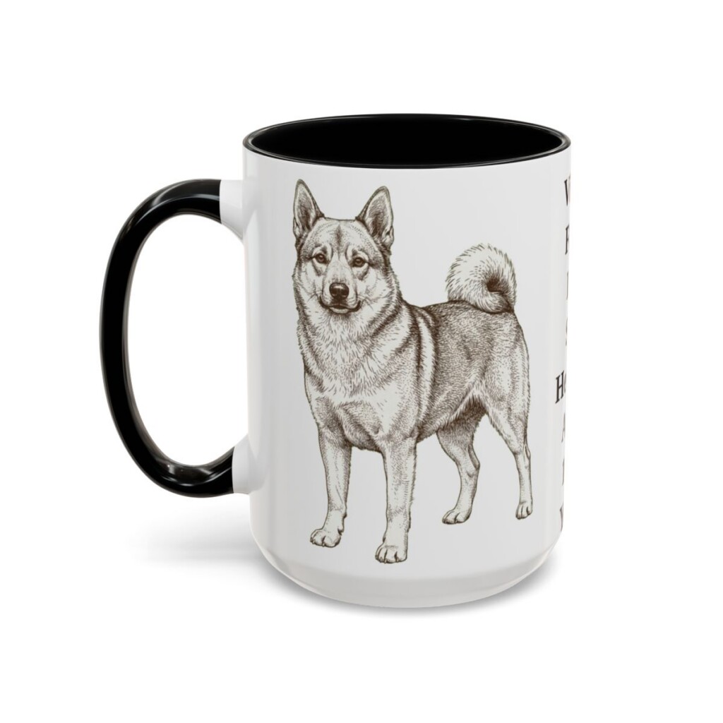 15oz Funny Norwegian Buhund Mug, Black, left side view