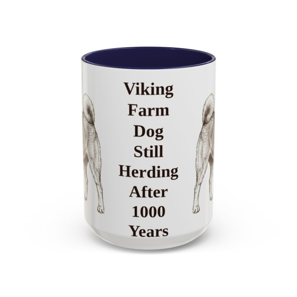 15oz Funny Norwegian Buhund Mug, Navy, front view
