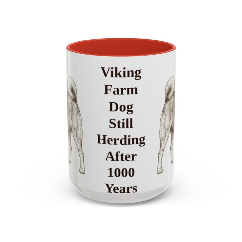 15oz Funny Norwegian Buhund Mug, Red, front view