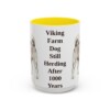 15oz Funny Norwegian Buhund Mug, Yellow, front view