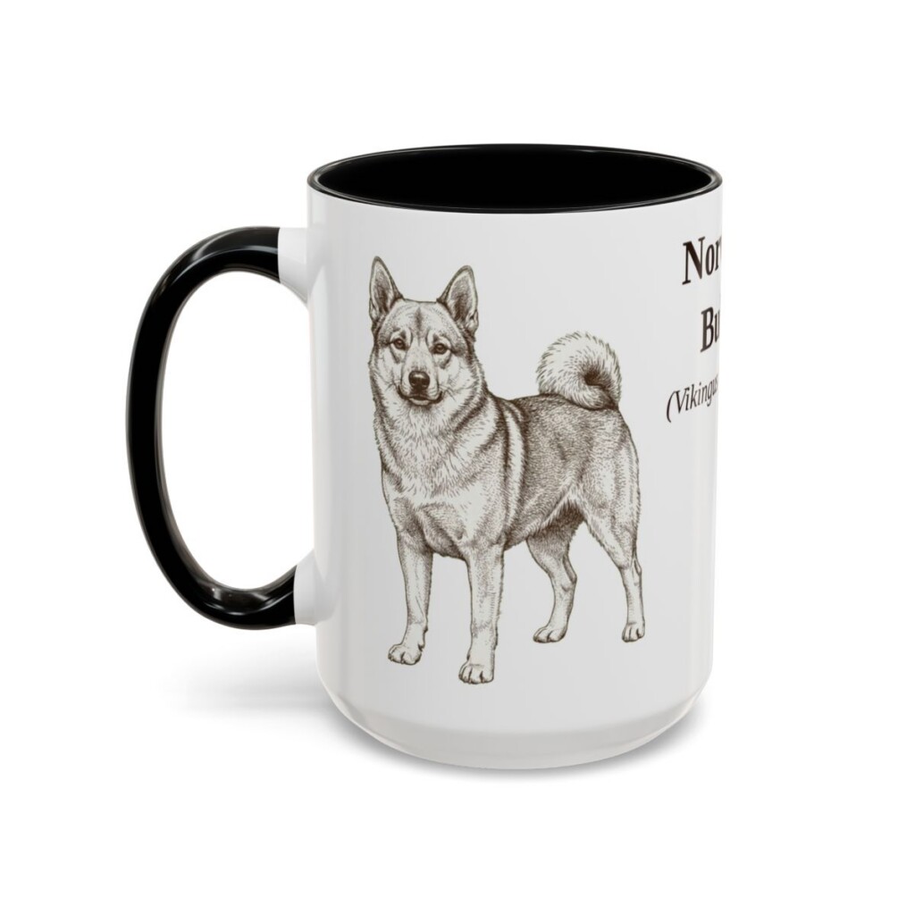 15oz Norwegian Buhund Latin Mug, Black, left side view