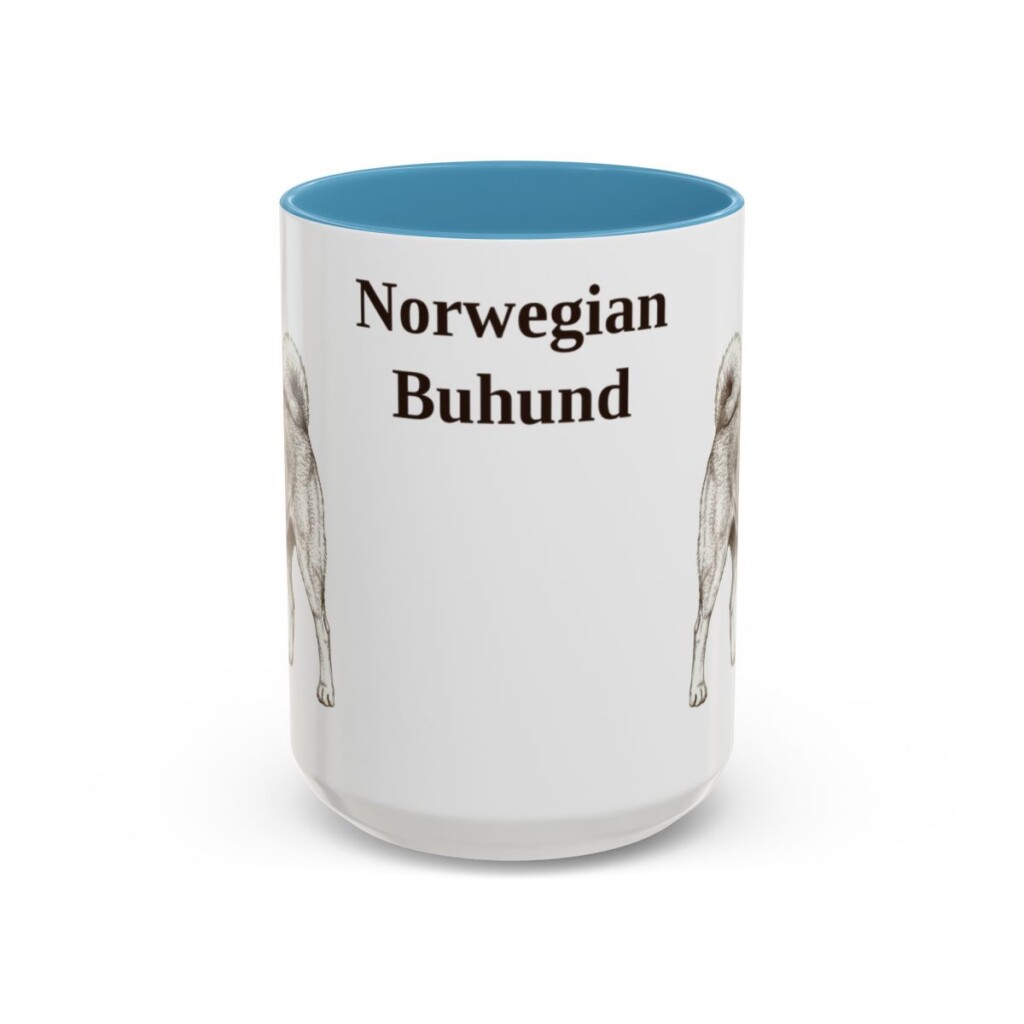 15oz Norwegian Buhund Mug, Light Blue, front view