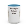 15oz Norwegian Buhund Dog Mom Mug, Light Blue, front view