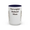 15oz Norwegian Buhund Dog Mom Mug, Navy, front view