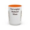 15oz Norwegian Buhund Dog Mom Mug, Orange, front view