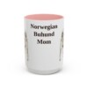 15oz Norwegian Buhund Dog Mom Mug, Pink, front view