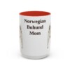 15oz Norwegian Buhund Dog Mom Mug, Red, front view