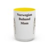 15oz Norwegian Buhund Dog Mom Mug, Yellow, front view